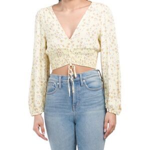 NWOT LOVE TREE Smocked Waist Printed Long Sleeve Top
